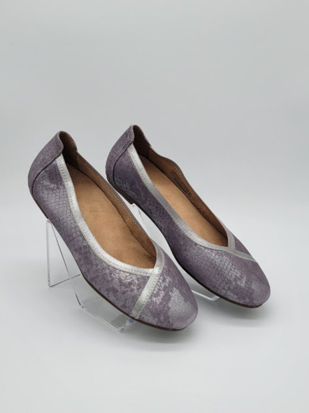 VIONIC Caroll Ballet Flats Women’s Size 9 Purple Gray Metallic Comfort Shoes EUC